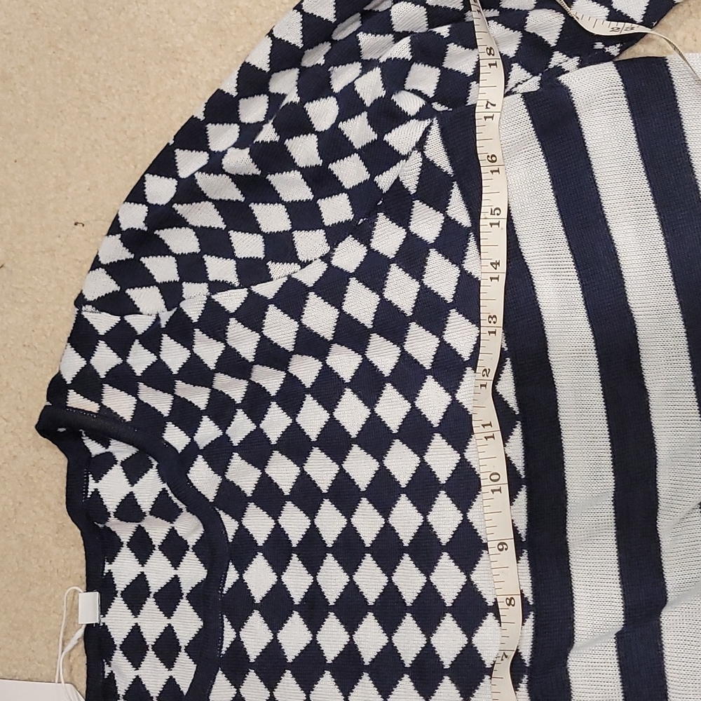 Navy and White Midi Sweater Dress - Picture 4 of 5
